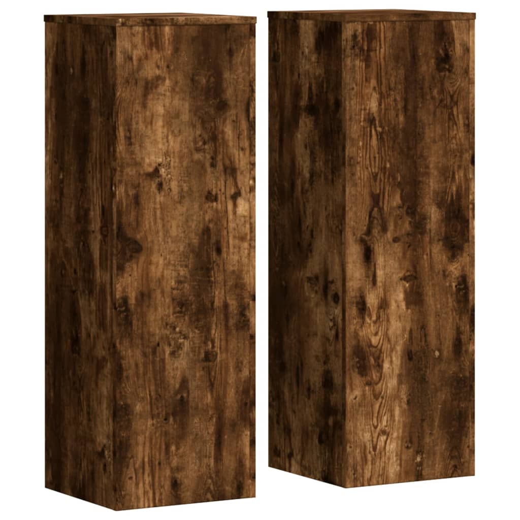 vidaXL Suporturi de plante 2 buc. stejar fumuriu 33x33x100 cm lemn vidaXL Suporturi de plante 2 buc. stejar fumuriu 33x33x100 cm lemn