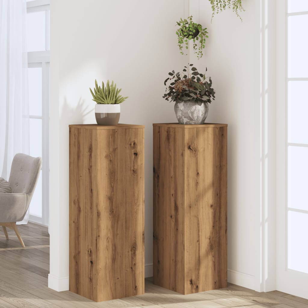 vidaXL Suporturi plante, 2 buc., stejar artizanal, 33x33x100 cm, lemn vidaXL Suporturi plante, 2 buc., stejar artizanal, 33x33x100 cm, lemn