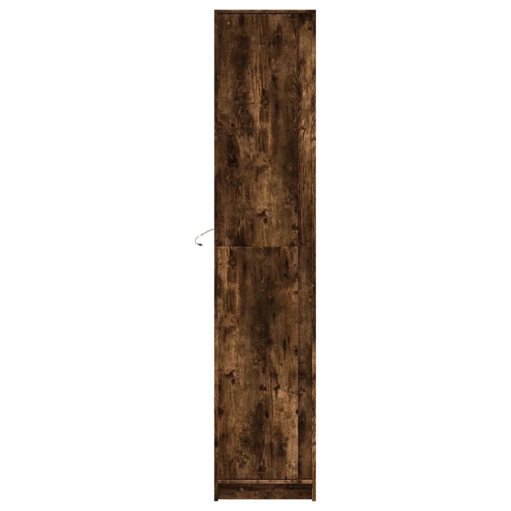 vidaXL Dulap înalt LED stejar fumuriu 41,5x32,5x200 cm lemn prelucrat vidaXL Dulap înalt LED stejar fumuriu 41,5x32,5x200 cm lemn prelucrat