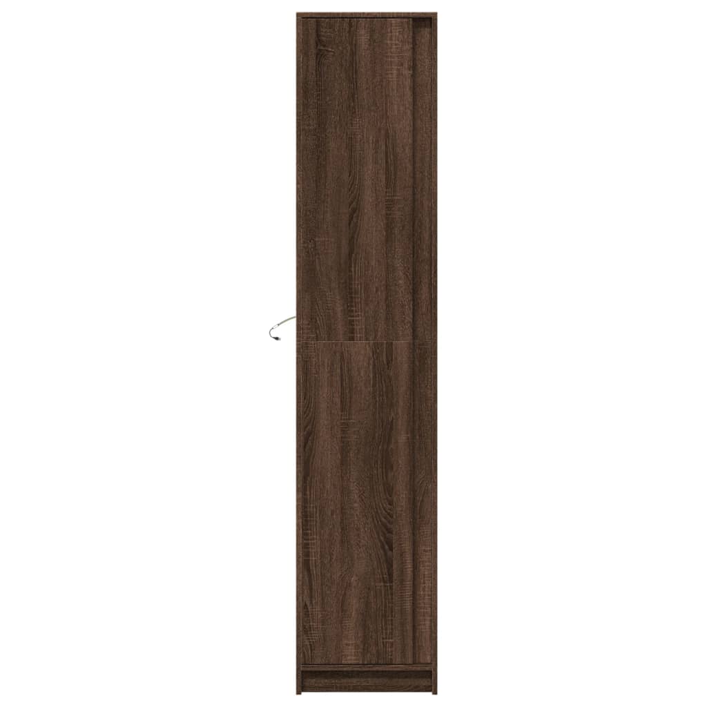 vidaXL Dulap înalt cu LED stejar maro 41,5x32,5x200 cm lemn prelucrat vidaXL Dulap înalt cu LED stejar maro 41,5x32,5x200 cm lemn prelucrat