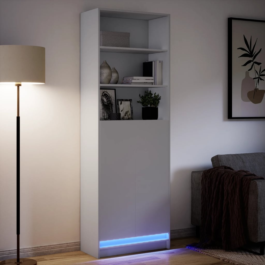 vidaXL Dulap înalt cu LED alb 69x32,5x200 cm lemn prelucrat vidaXL Dulap înalt cu LED alb 69x32,5x200 cm lemn prelucrat