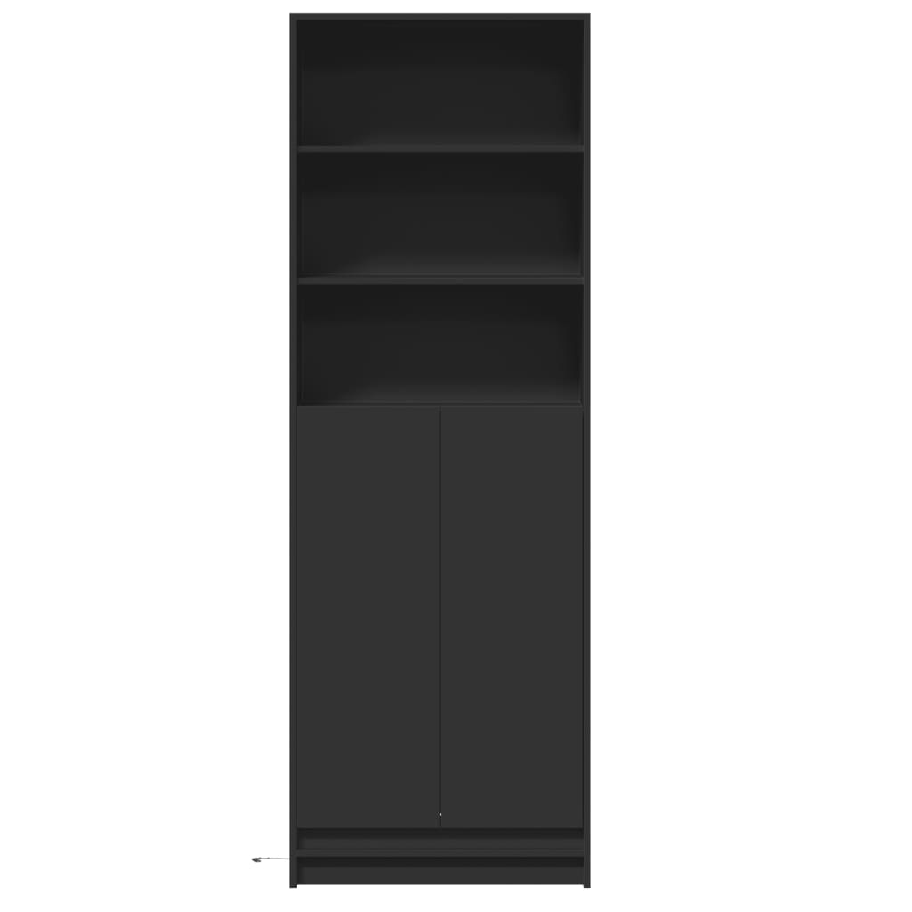 vidaXL Dulap înalt cu LED negru 69x32,5x200 cm lemn prelucrat vidaXL Dulap înalt cu LED negru 69x32,5x200 cm lemn prelucrat