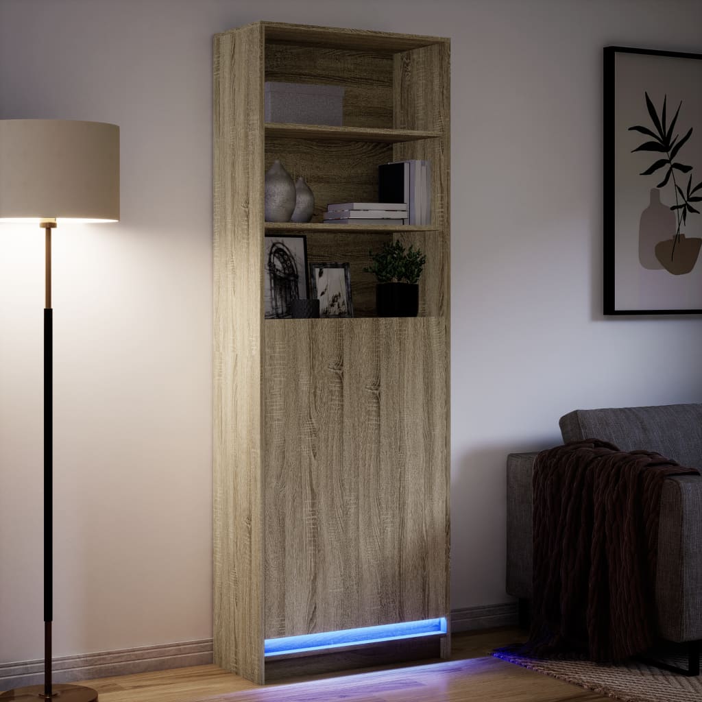 vidaXL Dulap înalt cu LED stejar sonoma 69x32,5x200 cm lemn prelucrat vidaXL Dulap înalt cu LED stejar sonoma 69x32,5x200 cm lemn prelucrat