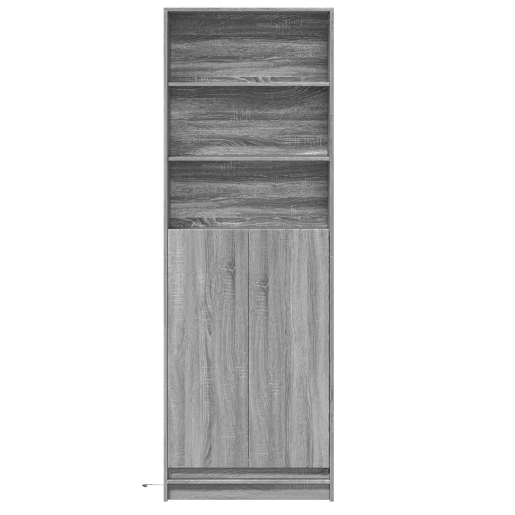 vidaXL Dulap înalt cu LED gri sonoma 69x32,5x200 cm lemn prelucrat vidaXL Dulap înalt cu LED gri sonoma 69x32,5x200 cm lemn prelucrat