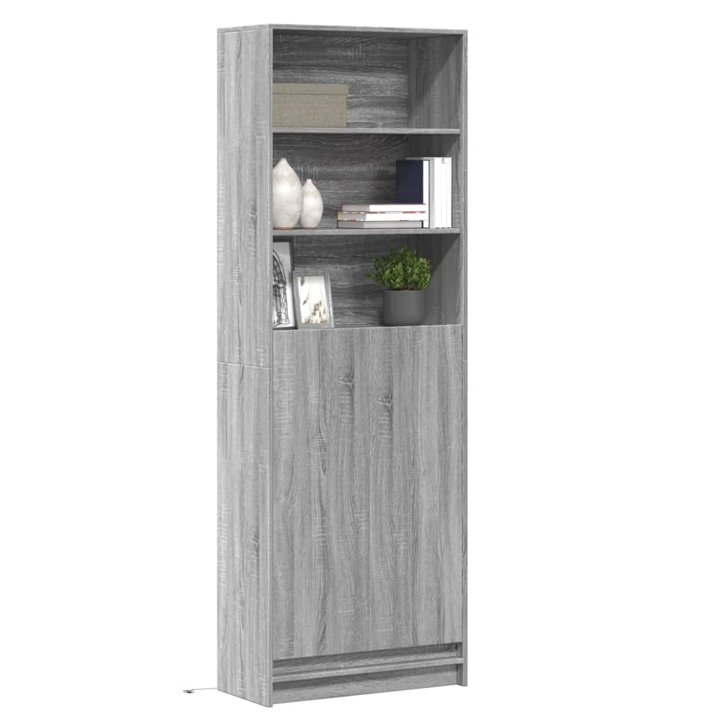 vidaXL Dulap înalt cu LED gri sonoma 69x32,5x200 cm lemn prelucrat vidaXL Dulap înalt cu LED gri sonoma 69x32,5x200 cm lemn prelucrat