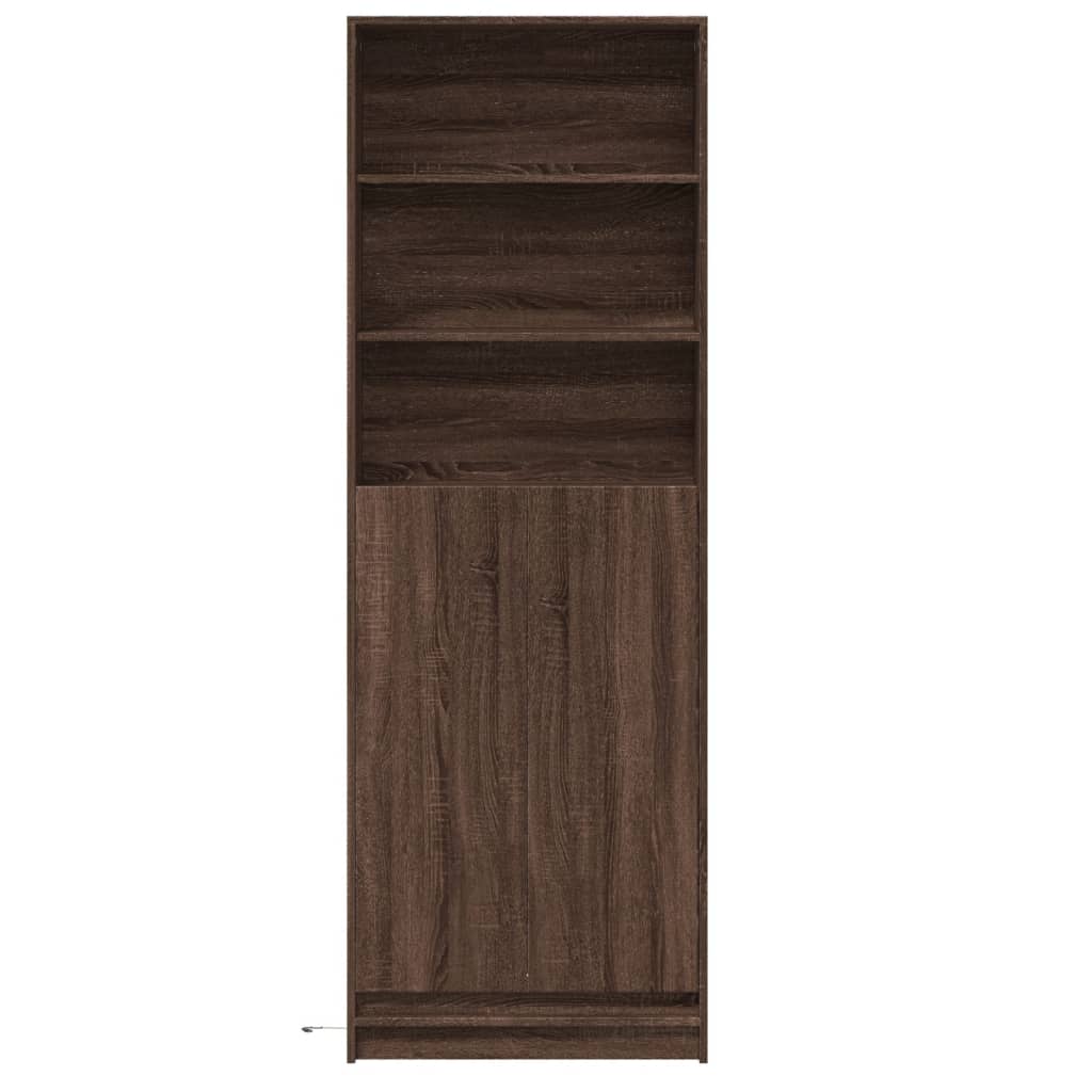 vidaXL Dulap înalt cu LED stejar maro 69x32,5x200 cm lemn prelucrat vidaXL Dulap înalt cu LED stejar maro 69x32,5x200 cm lemn prelucrat
