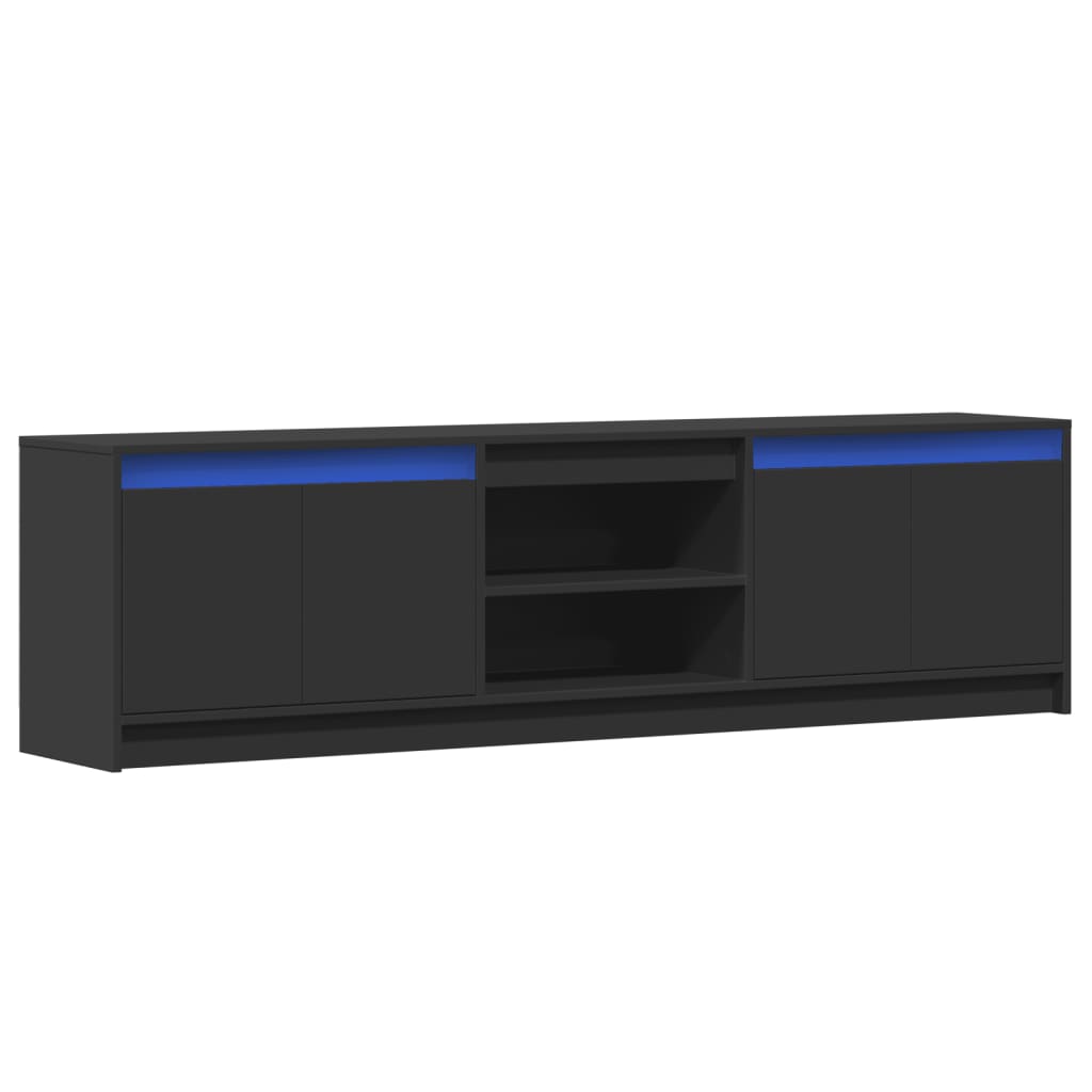 vidaXL Dulap TV cu LED, negru, 180x34x50 cm, lemn prelucrat
