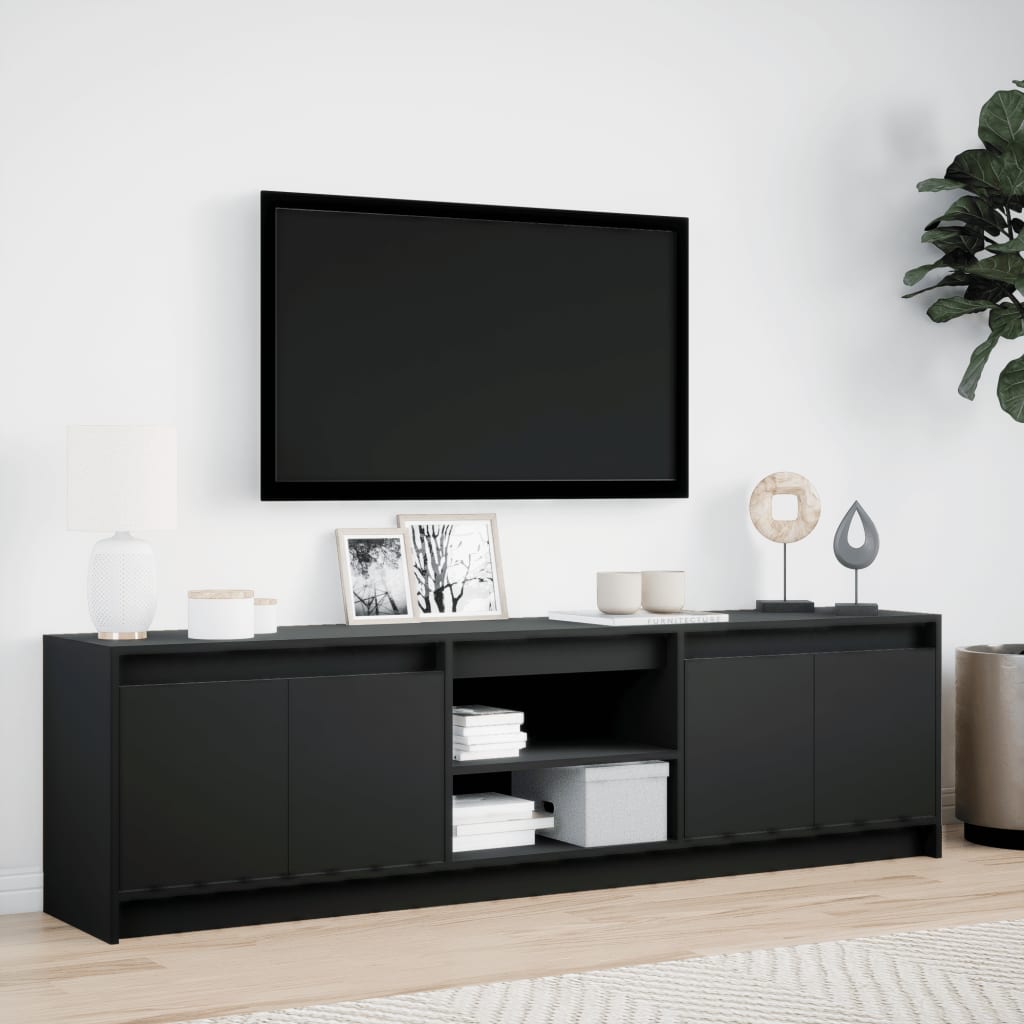 vidaXL Dulap TV cu LED, negru, 180x34x50 cm, lemn prelucrat