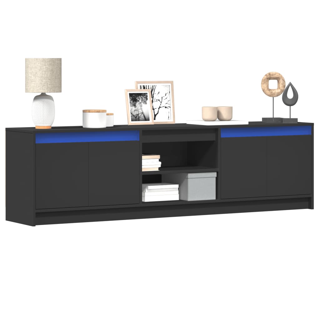 vidaXL Dulap TV cu LED, negru, 180x34x50 cm, lemn prelucrat