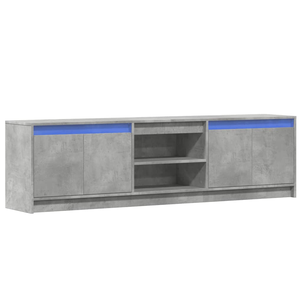 vidaXL Dulap TV cu LED, gri beton, 180x34x50 cm, lemn prelucrat