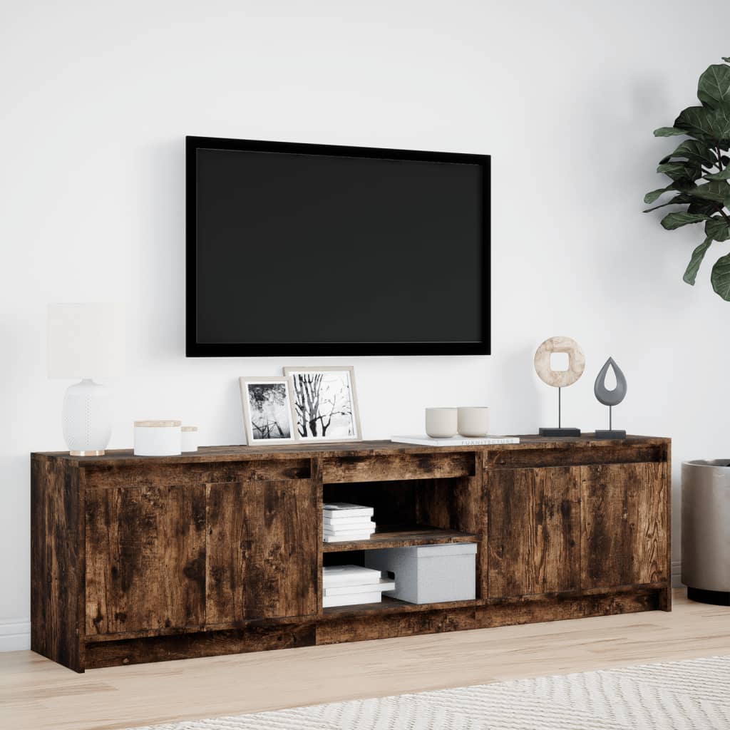 vidaXL Dulap TV cu LED, stejar fumuriu, 180x34x50 cm, lemn prelucrat