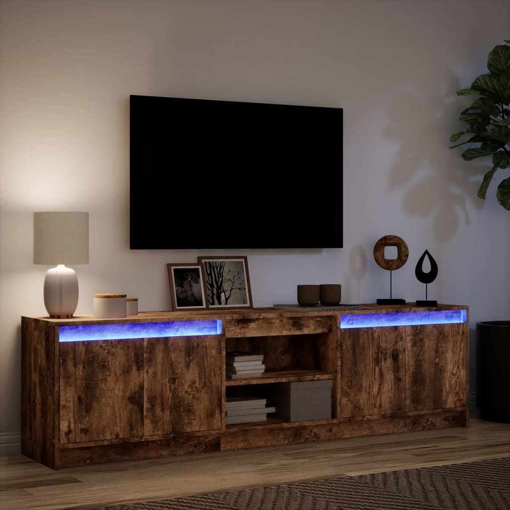 vidaXL Dulap TV cu LED, stejar fumuriu, 180x34x50 cm, lemn prelucrat