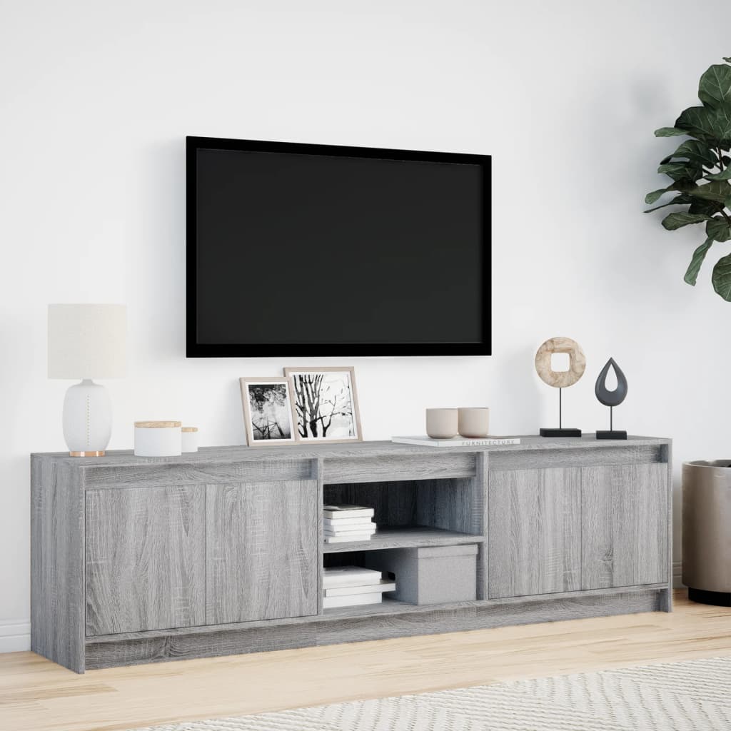 vidaXL Dulap TV cu LED, gri sonoma, 180x34x50 cm, lemn prelucrat