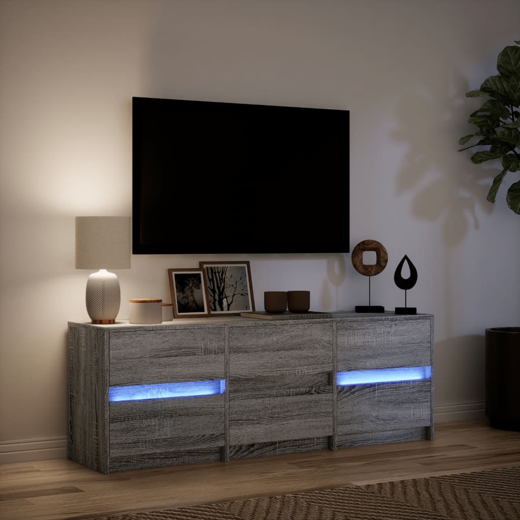 vidaXL Dulap TV cu LED, gri sonoma, 140x34x50 cm, lemn prelucrat