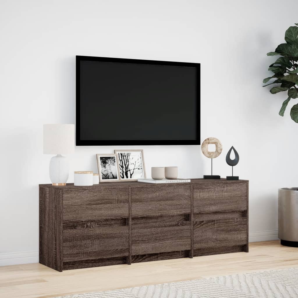 vidaXL Dulap TV cu LED, stejar maro, 140x34x50 cm, lemn prelucrat