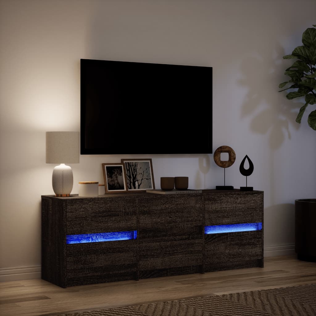 vidaXL Dulap TV cu LED, stejar maro, 140x34x50 cm, lemn prelucrat