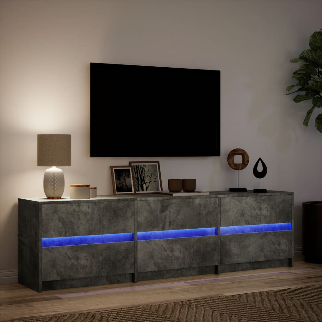 vidaXL Dulap TV cu LED, gri beton, 180x34x50 cm, lemn prelucrat