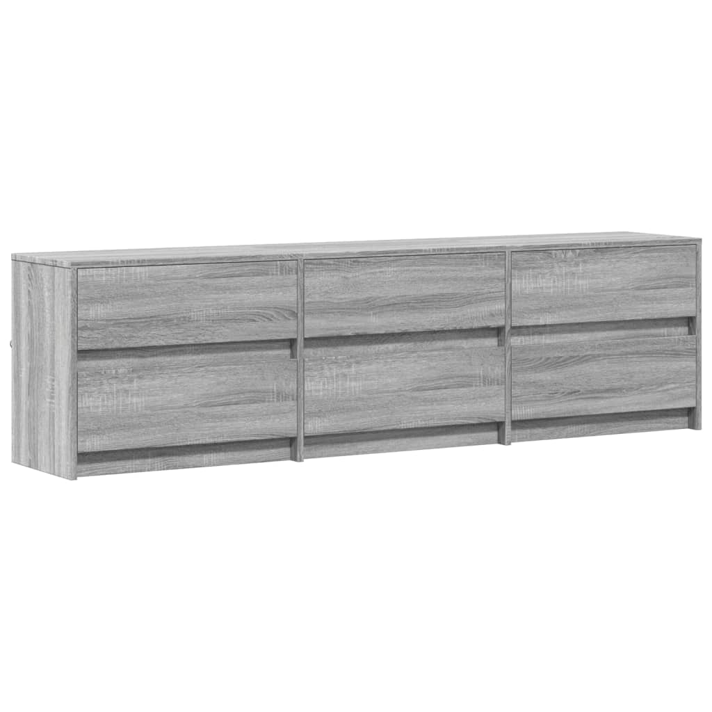 vidaXL Dulap TV cu LED, gri sonoma, 180x34x50 cm, lemn prelucrat