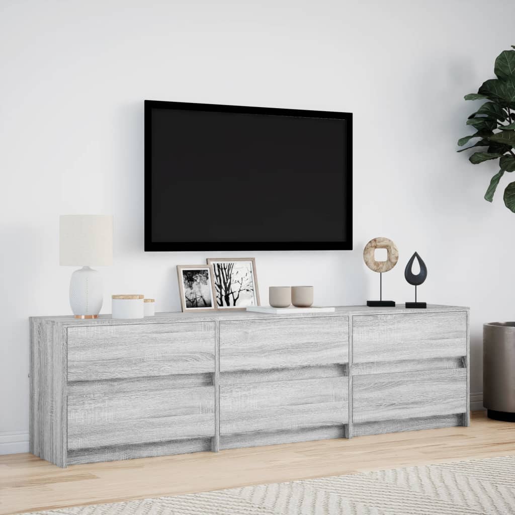 vidaXL Dulap TV cu LED, gri sonoma, 180x34x50 cm, lemn prelucrat