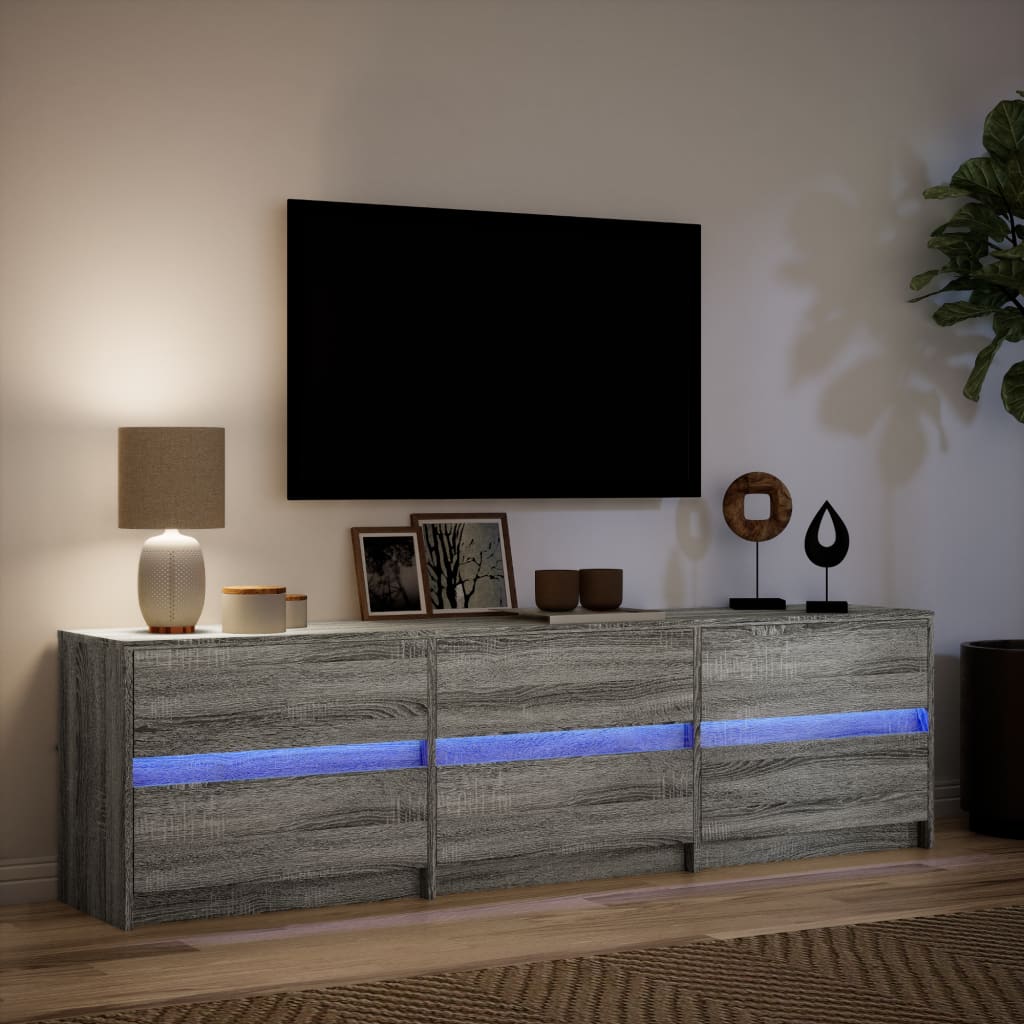 vidaXL Dulap TV cu LED, gri sonoma, 180x34x50 cm, lemn prelucrat