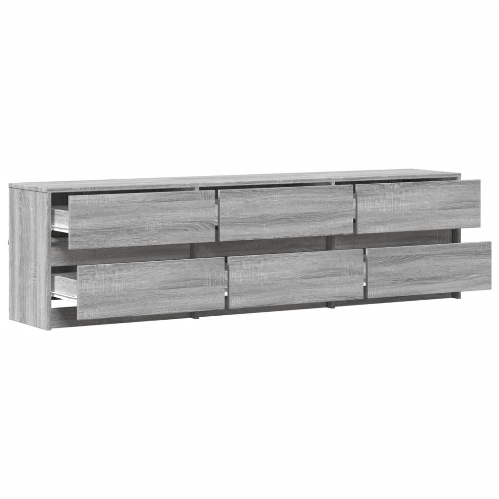 vidaXL Dulap TV cu LED, gri sonoma, 180x34x50 cm, lemn prelucrat