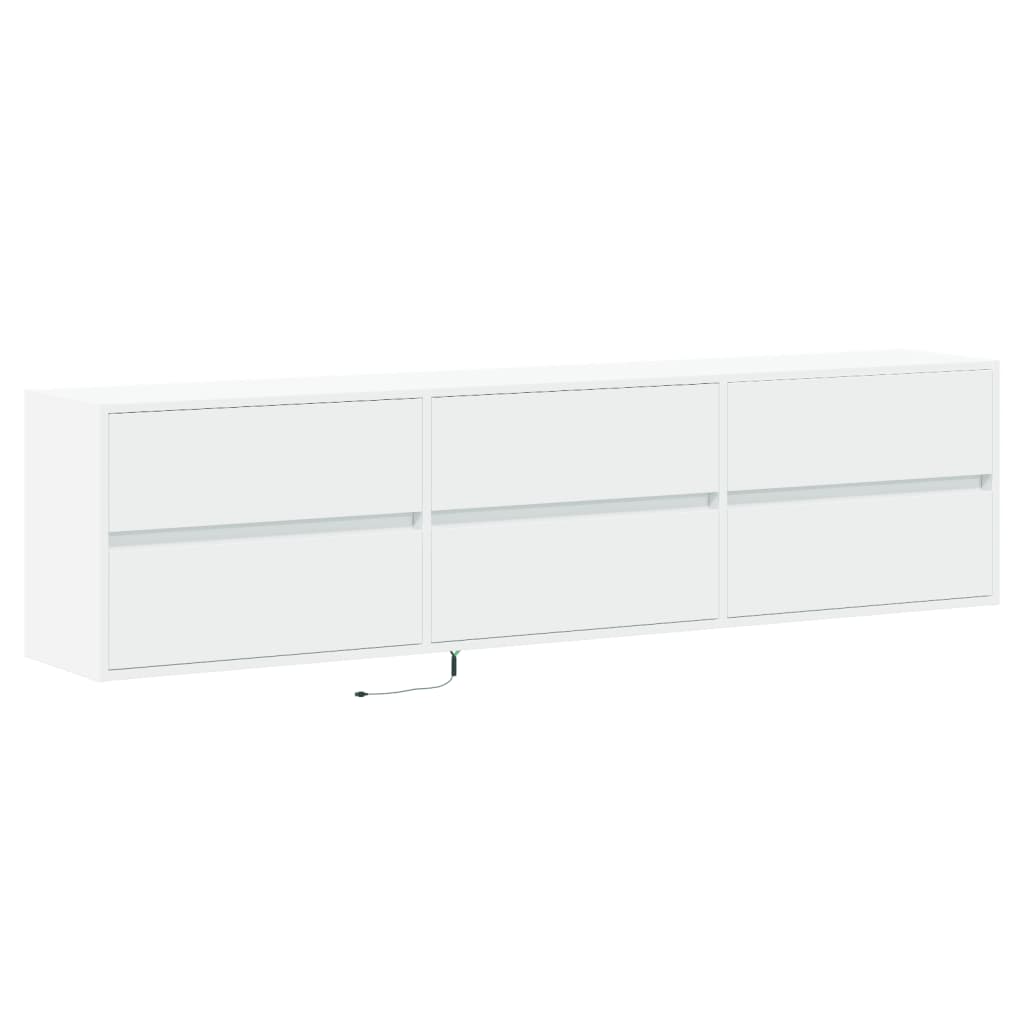 vidaXL Comodă TV de perete cu lumini LED, alb, 180x31x45 cm vidaXL Comodă TV de perete cu lumini LED, alb, 180x31x45 cm