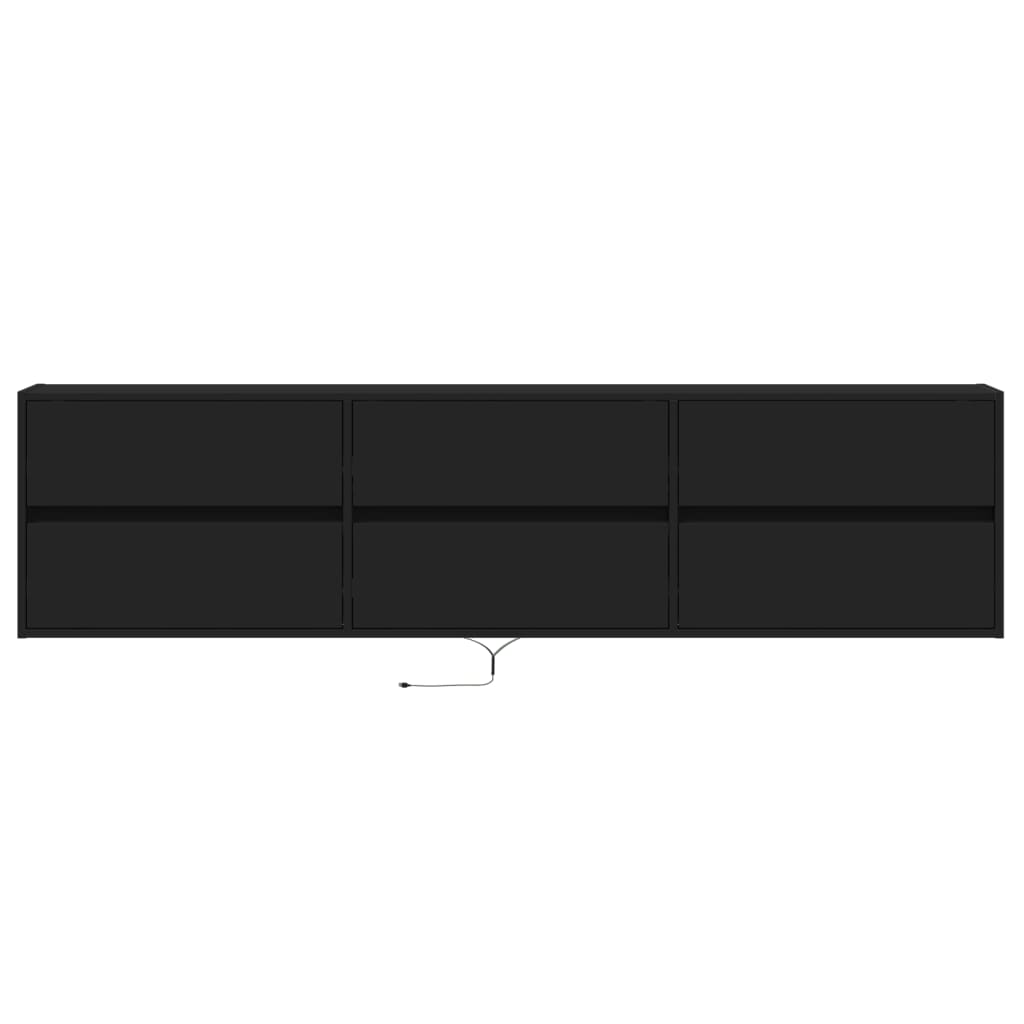 vidaXL Dulap TV de perete cu lumini LED, negru, 180x31x45 cm vidaXL Dulap TV de perete cu lumini LED, negru, 180x31x45 cm