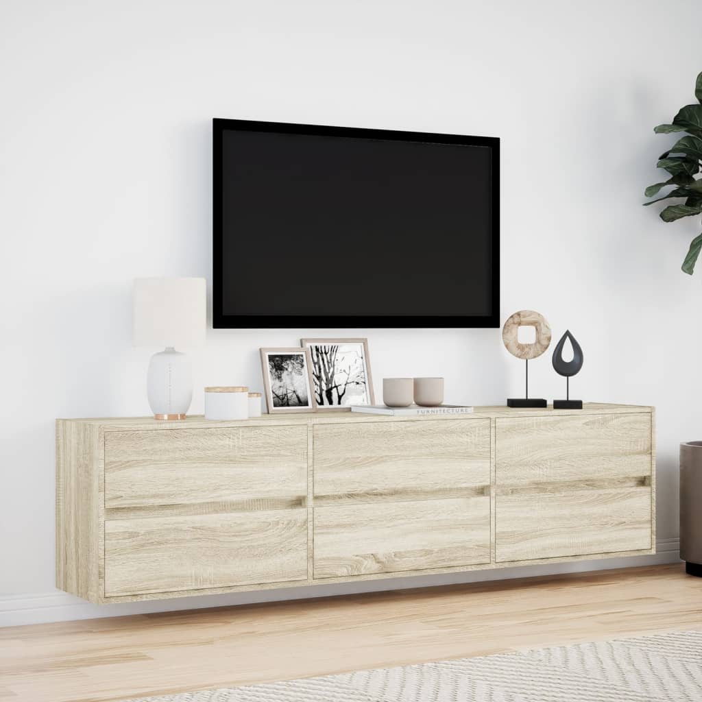 vidaXL Dulap TV de perete cu lumini LED, stejar sonoma, 180x31x45 cm vidaXL Dulap TV de perete cu lumini LED, stejar sonoma, 180x31x45 cm