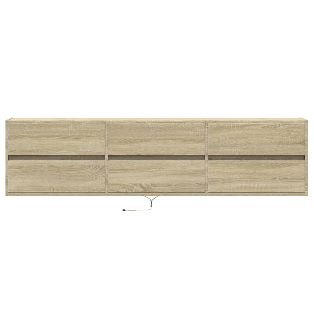 vidaXL Dulap TV de perete cu lumini LED, stejar sonoma, 180x31x45 cm vidaXL Dulap TV de perete cu lumini LED, stejar sonoma, 180x31x45 cm