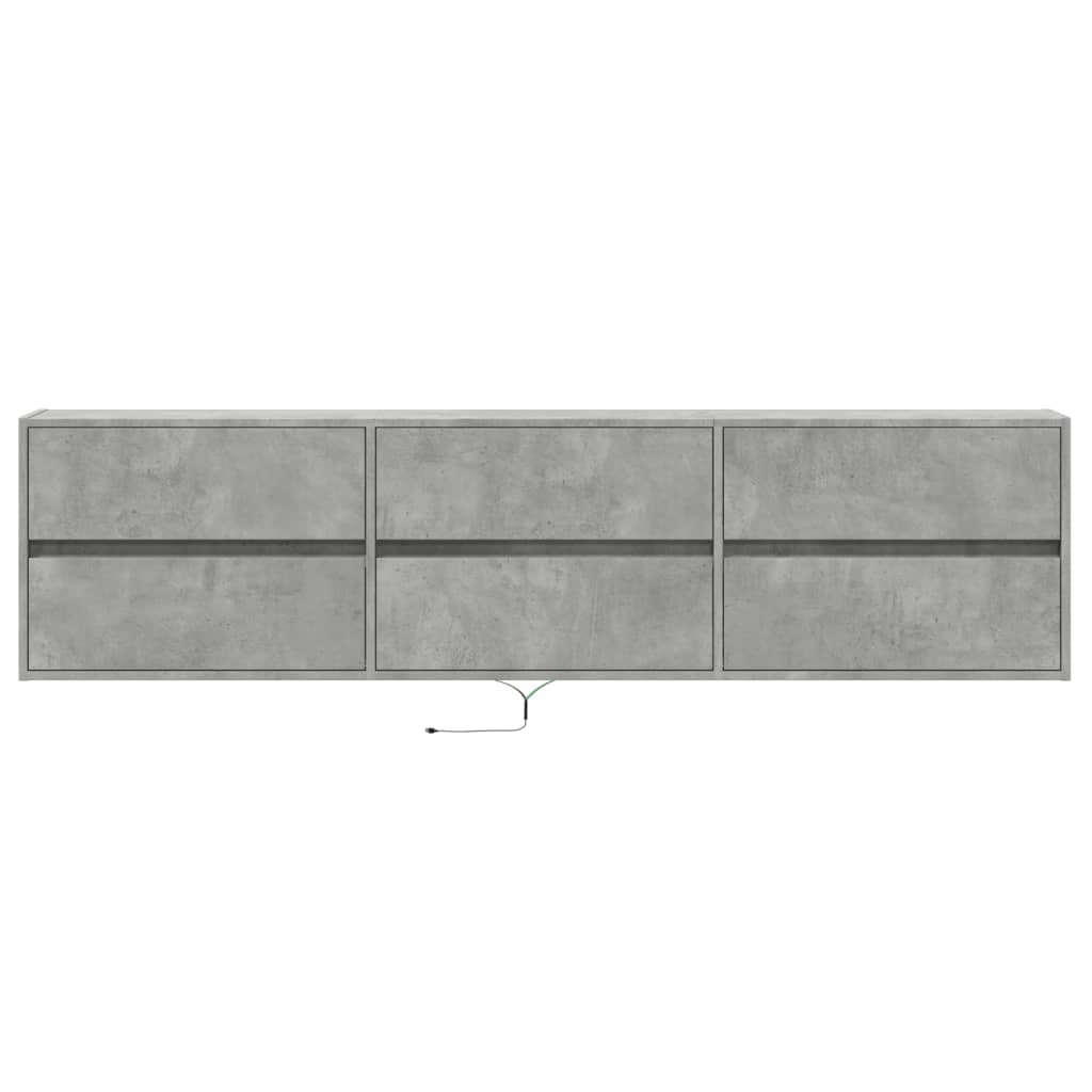 vidaXL Comodă TV de perete cu lumini LED, gri beton, 180x31x45 cm vidaXL Comodă TV de perete cu lumini LED, gri beton, 180x31x45 cm