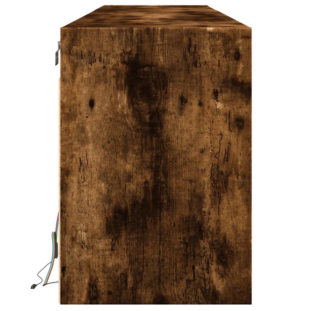 vidaXL Dulap TV de perete cu lumini LED, stejar fumuriu, 180x31x45 cm vidaXL Dulap TV de perete cu lumini LED, stejar fumuriu, 180x31x45 cm