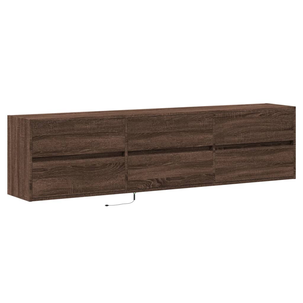 vidaXL Dulap TV de perete cu lumini LED, stejar maro, 180x31x45 cm vidaXL Dulap TV de perete cu lumini LED, stejar maro, 180x31x45 cm