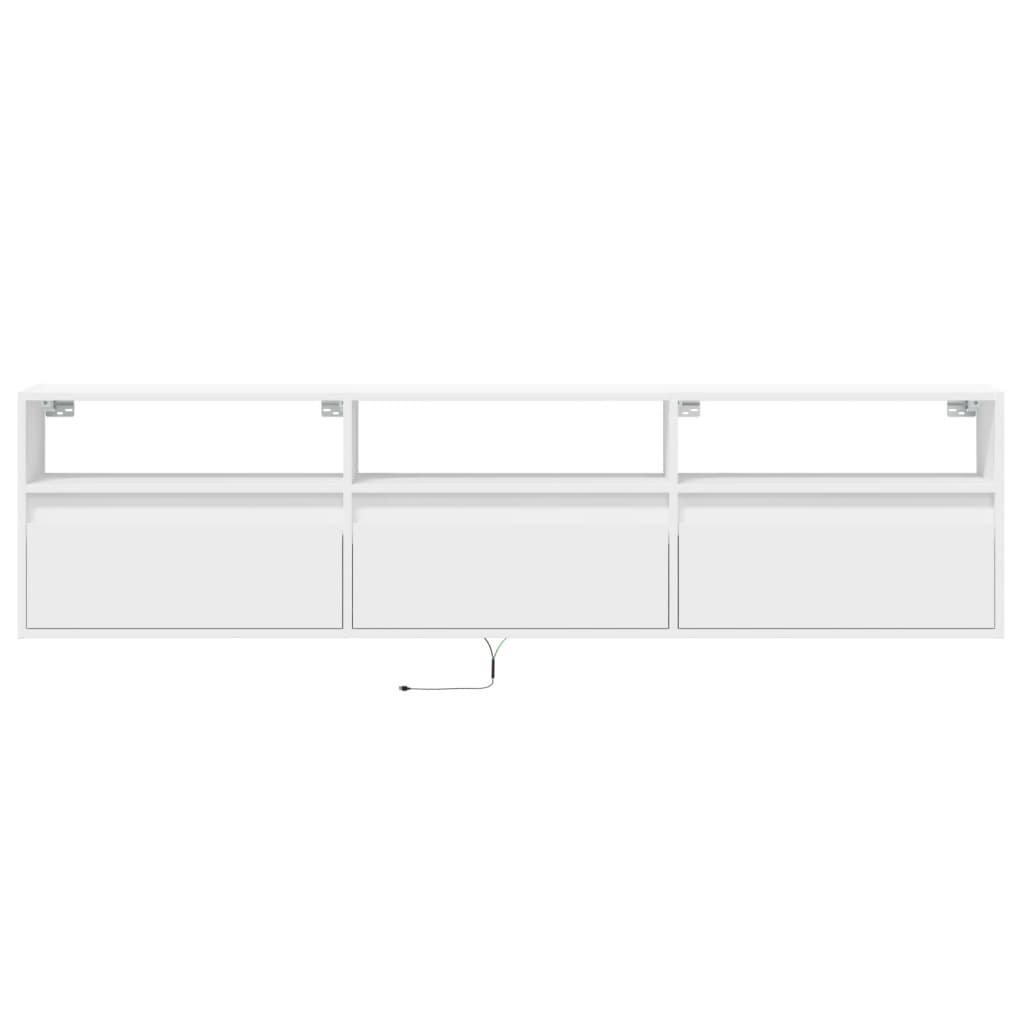 vidaXL Comodă TV de perete cu lumini LED, alb, 180x31x45 cm vidaXL Comodă TV de perete cu lumini LED, alb, 180x31x45 cm