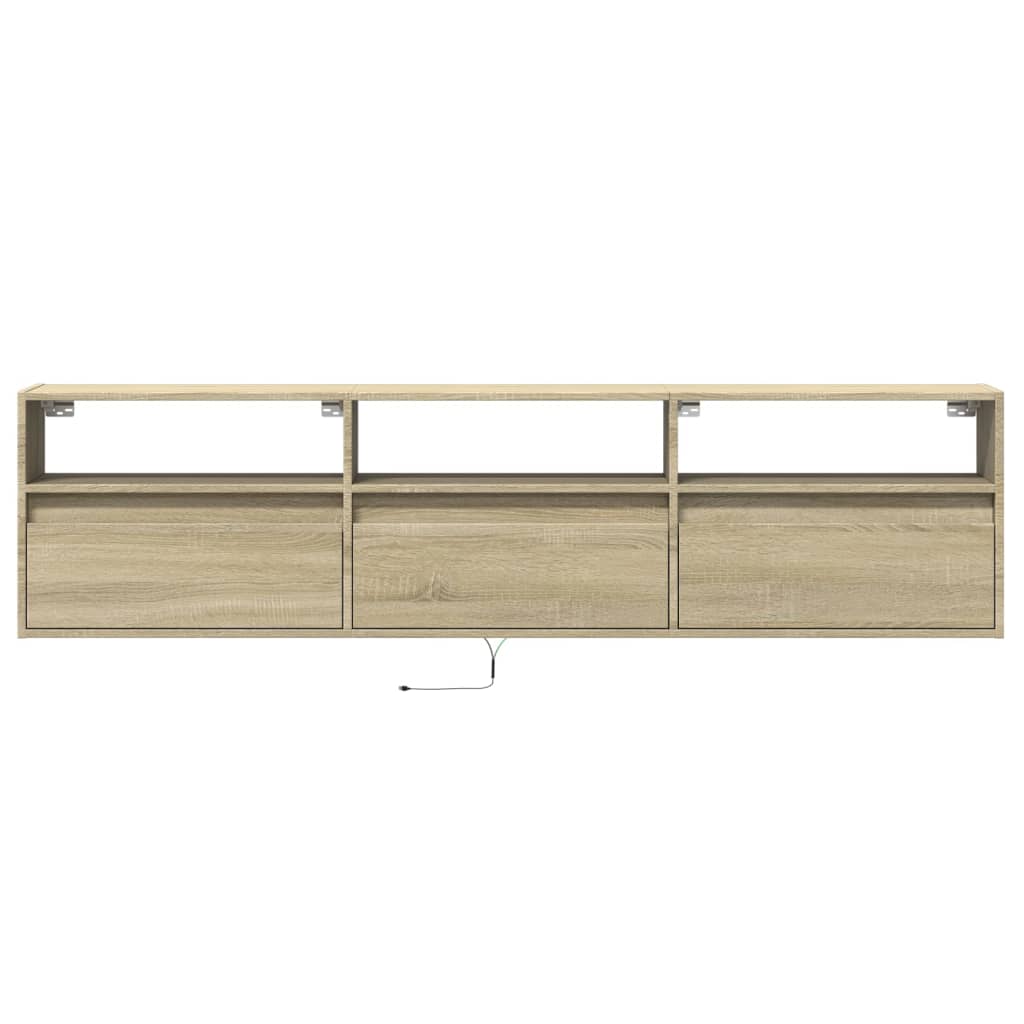 vidaXL Dulap TV de perete cu lumini LED, stejar sonoma, 180x31x45 cm vidaXL Dulap TV de perete cu lumini LED, stejar sonoma, 180x31x45 cm