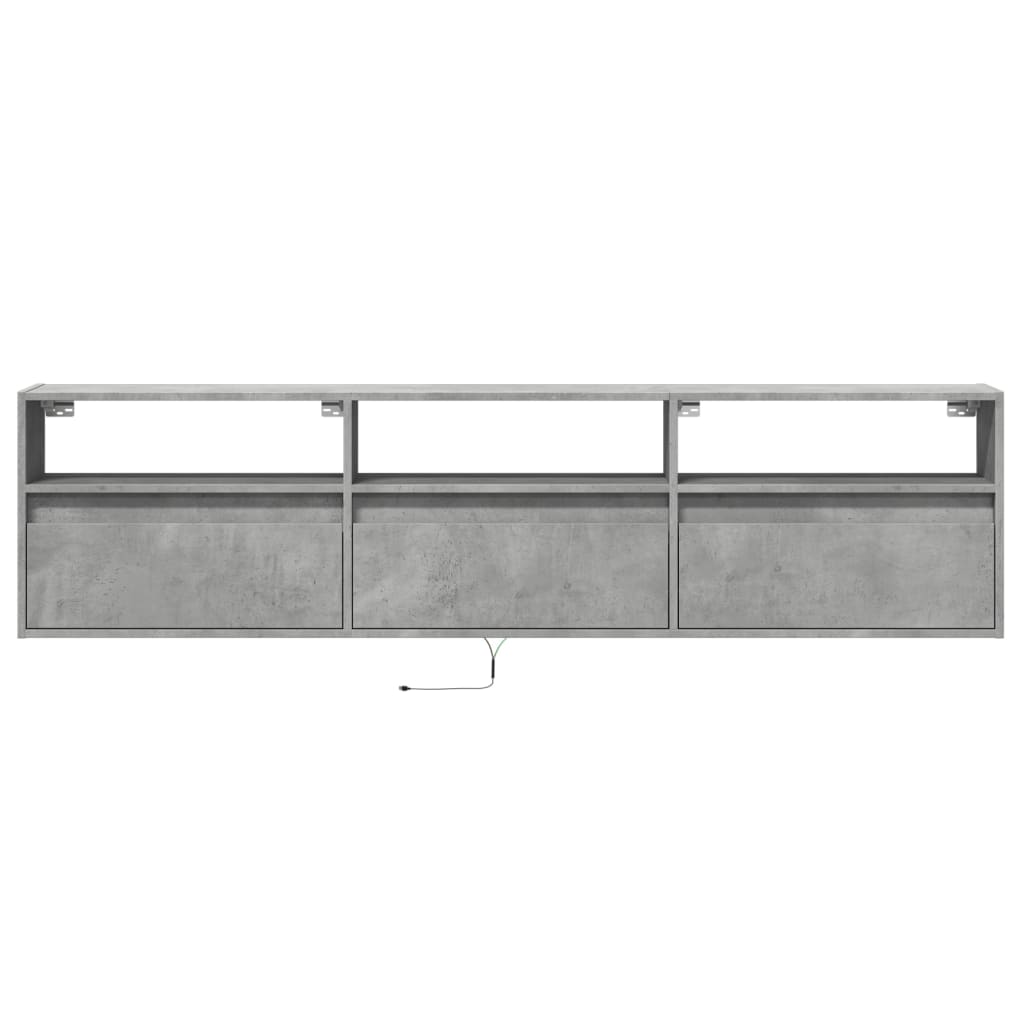vidaXL Comodă TV de perete cu lumini LED, gri beton, 180x31x45 cm vidaXL Comodă TV de perete cu lumini LED, gri beton, 180x31x45 cm
