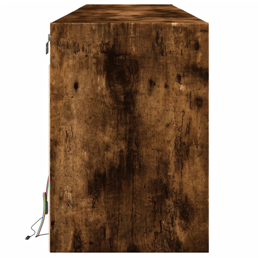 vidaXL Dulap TV de perete cu lumini LED, stejar fumuriu, 180x31x45 cm vidaXL Dulap TV de perete cu lumini LED, stejar fumuriu, 180x31x45 cm