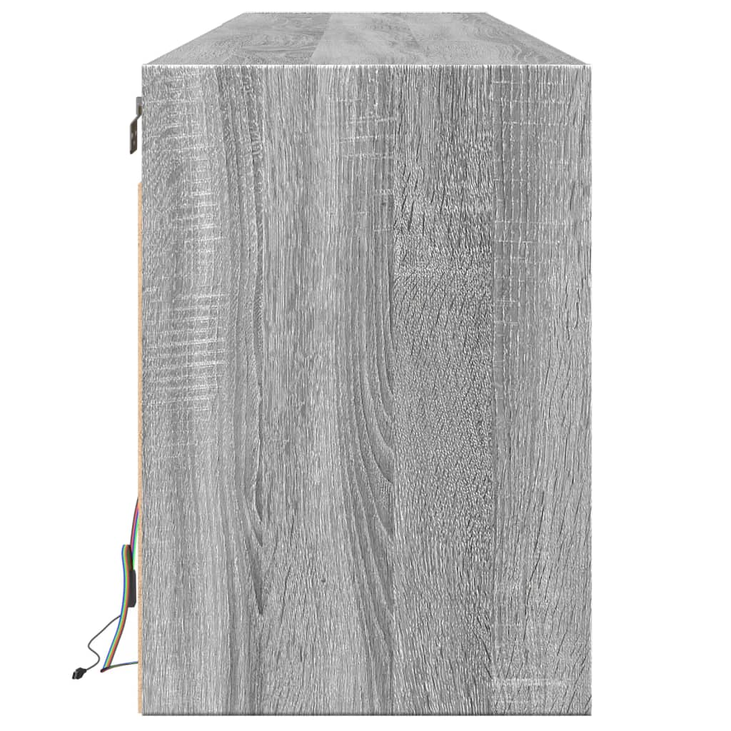 vidaXL Comodă TV de perete cu lumini LED, gri sonoma, 180x31x45 cm vidaXL Comodă TV de perete cu lumini LED, gri sonoma, 180x31x45 cm