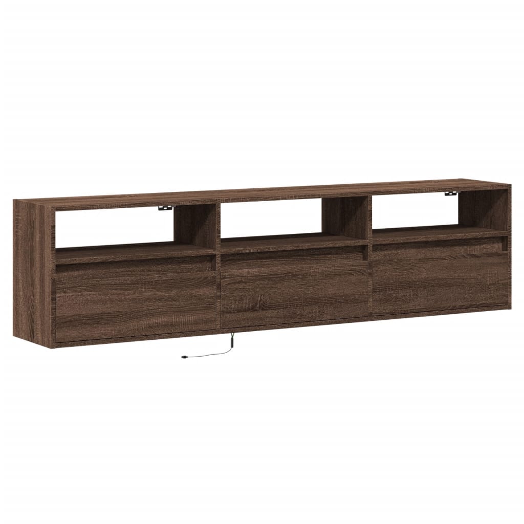 vidaXL Dulap TV de perete cu lumini LED, stejar maro, 180x31x45 cm vidaXL Dulap TV de perete cu lumini LED, stejar maro, 180x31x45 cm