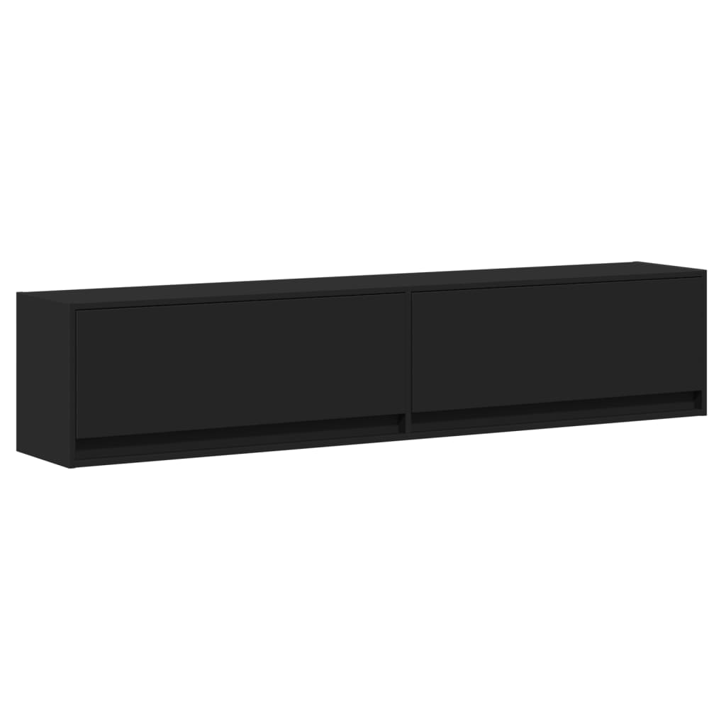 vidaXL Dulap TV de perete cu lumini LED, negru, 180x31x38 cm vidaXL Dulap TV de perete cu lumini LED, negru, 180x31x38 cm