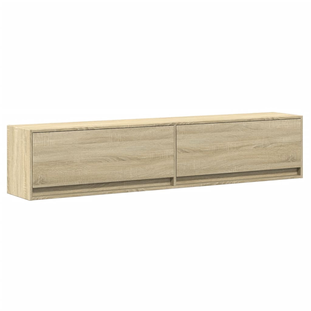 vidaXL Dulap TV de perete cu lumini LED, stejar sonoma, 180x31x38 cm vidaXL Dulap TV de perete cu lumini LED, stejar sonoma, 180x31x38 cm