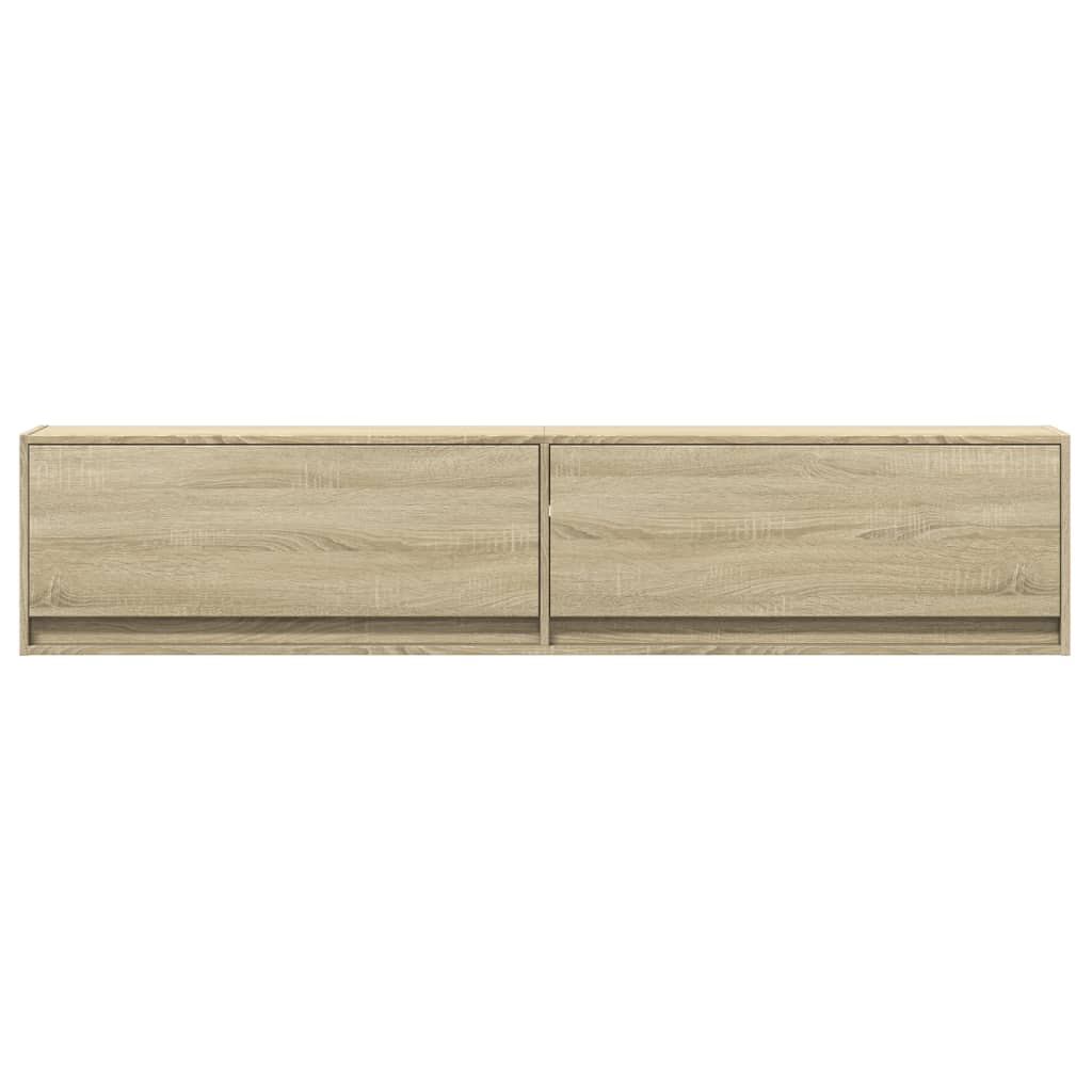 vidaXL Dulap TV de perete cu lumini LED, stejar sonoma, 180x31x38 cm vidaXL Dulap TV de perete cu lumini LED, stejar sonoma, 180x31x38 cm