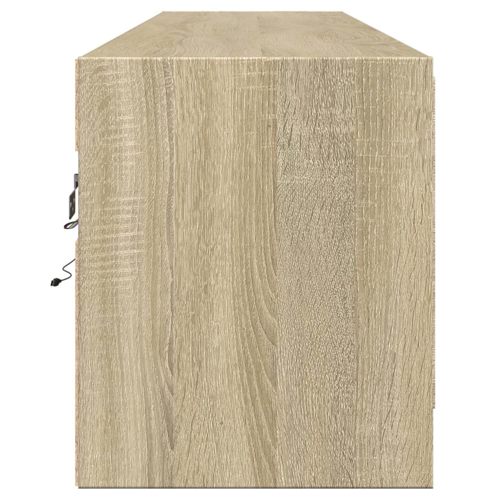 vidaXL Dulap TV de perete cu lumini LED, stejar sonoma, 180x31x38 cm vidaXL Dulap TV de perete cu lumini LED, stejar sonoma, 180x31x38 cm