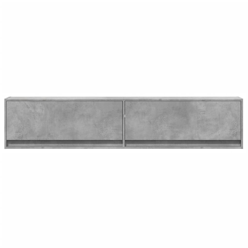 vidaXL Comodă TV de perete cu lumini LED, gri beton, 180x31x38 cm vidaXL Comodă TV de perete cu lumini LED, gri beton, 180x31x38 cm