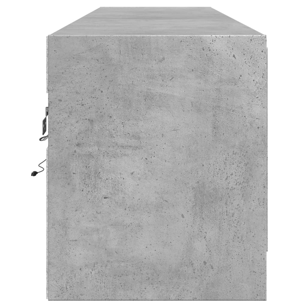 vidaXL Comodă TV de perete cu lumini LED, gri beton, 180x31x38 cm vidaXL Comodă TV de perete cu lumini LED, gri beton, 180x31x38 cm
