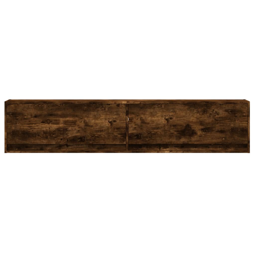vidaXL Dulap TV de perete cu lumini LED, stejar fumuriu, 180x31x38 cm vidaXL Dulap TV de perete cu lumini LED, stejar fumuriu, 180x31x38 cm