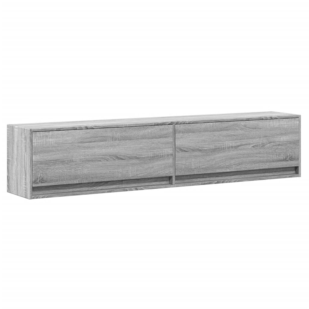 vidaXL Comodă TV de perete cu lumini LED, gri sonoma, 180x31x38 cm vidaXL Comodă TV de perete cu lumini LED, gri sonoma, 180x31x38 cm