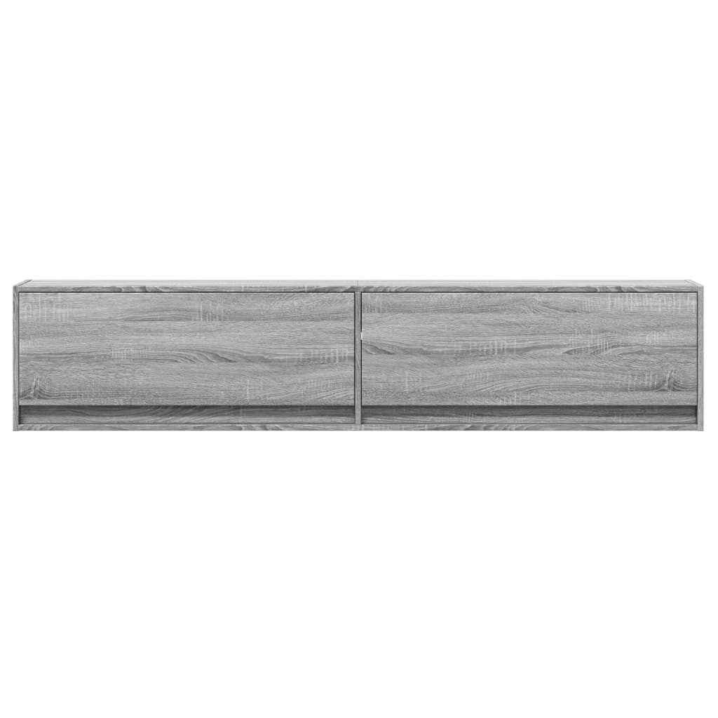 vidaXL Comodă TV de perete cu lumini LED, gri sonoma, 180x31x38 cm vidaXL Comodă TV de perete cu lumini LED, gri sonoma, 180x31x38 cm