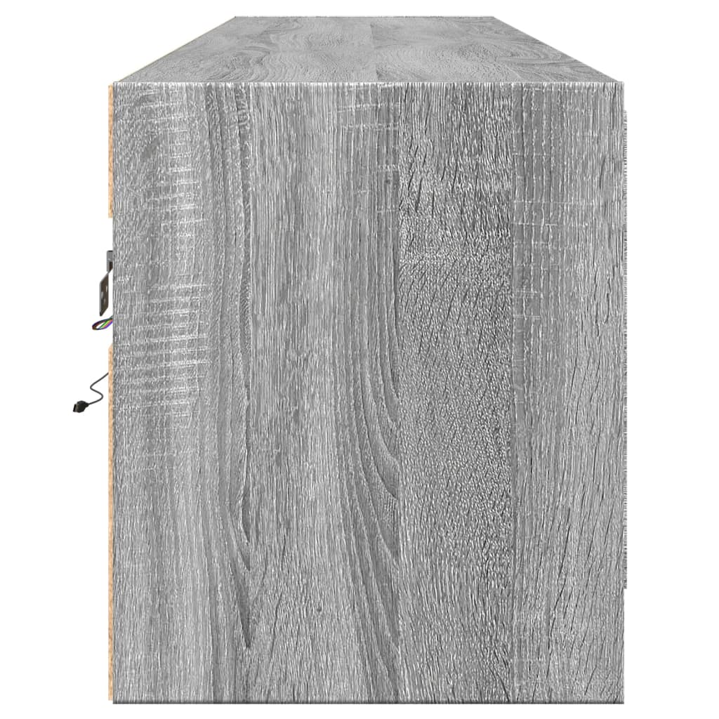 vidaXL Comodă TV de perete cu lumini LED, gri sonoma, 180x31x38 cm vidaXL Comodă TV de perete cu lumini LED, gri sonoma, 180x31x38 cm