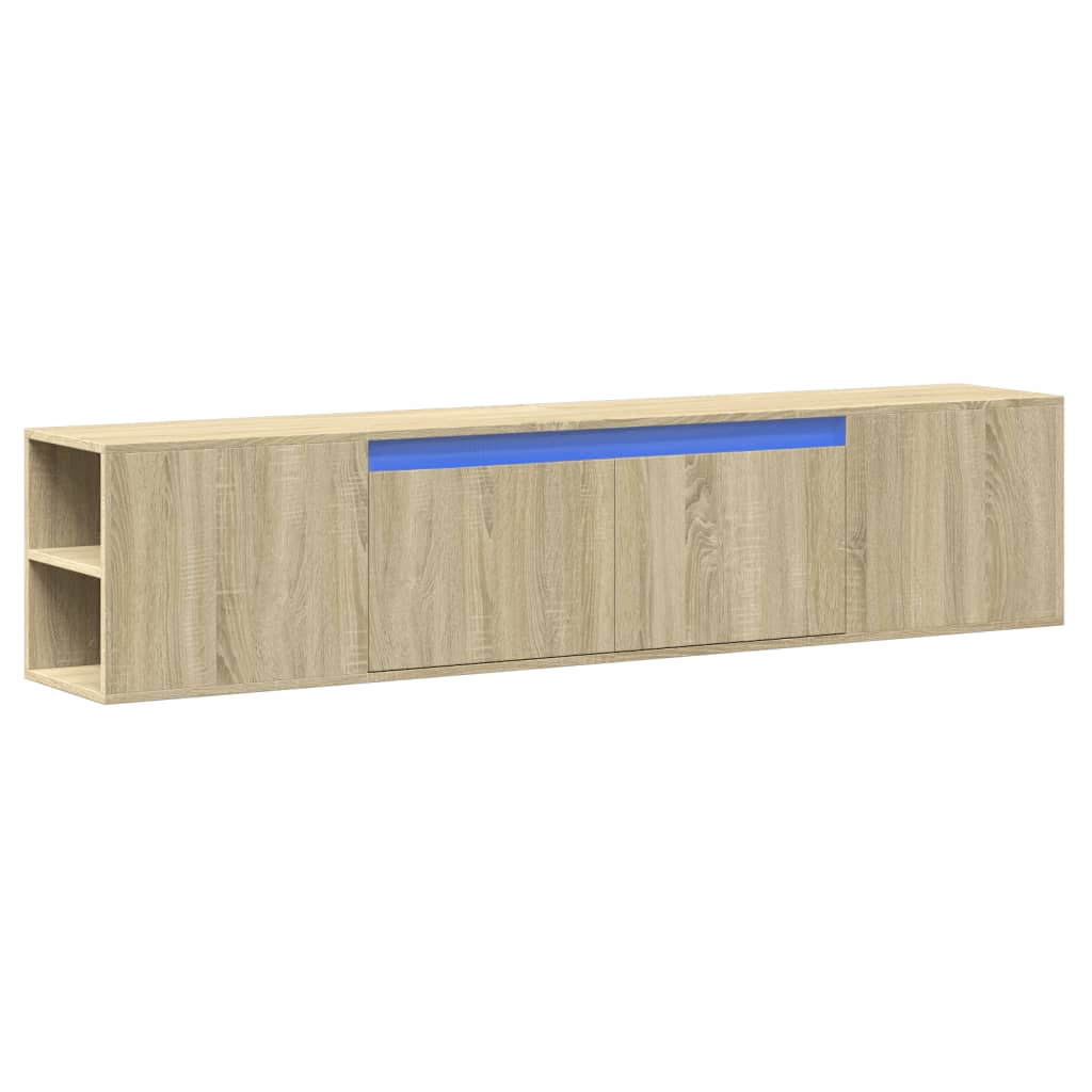 vidaXL Dulap TV de perete cu lumini LED, stejar sonoma, 180x31x39,5 cm vidaXL Dulap TV de perete cu lumini LED, stejar sonoma, 180x31x39,5 cm