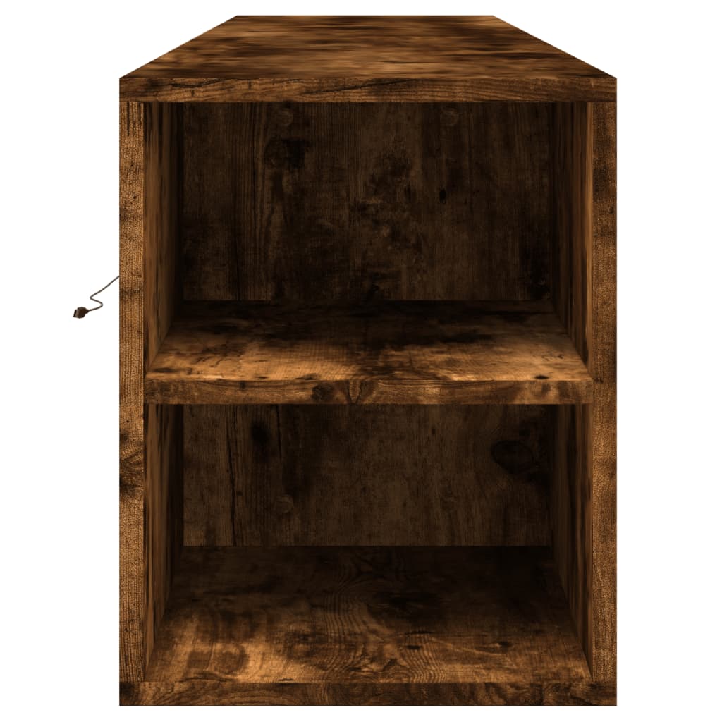 vidaXL Dulap TV de perete cu lumini LED stejar fumuriu 180x31x39,5 cm vidaXL Dulap TV de perete cu lumini LED stejar fumuriu 180x31x39,5 cm